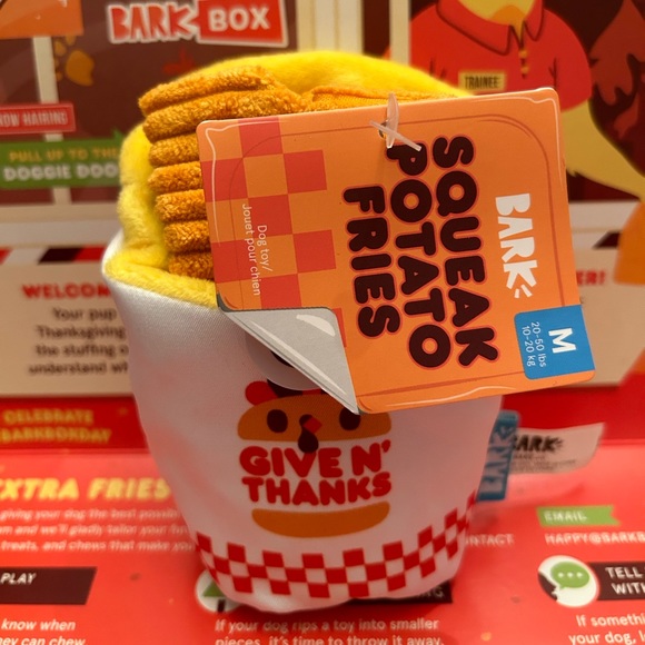 Bark Box Given Thanks Squeak Potato Fries Dog Toy - Picture 4 of 8